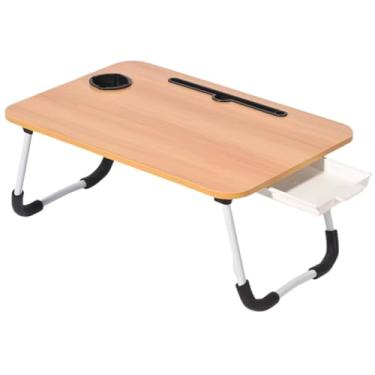 Imagem de Mesa para Notebook Mesinha para Computador Portátil Cama para estudos com Gaveta Dobravel(MADEIRA)