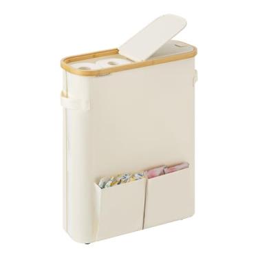 Imagem de StorageWorks Armazenamento de papel higiênico com tampas duplas, suporte de papel higiênico com bolso lateral, comporta 15 mega ou 20 rolos regulares, recipiente de armazenamento de papel para