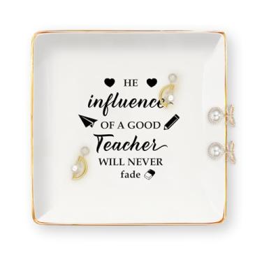 Imagem de Presentes de agradecimento de professores para mulheres - Presentes de fim de ano para professores para professoras bandeja de joias de cerâmica prato de joias prato bugiganga prato de volta às aulas