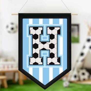 Imagem de Faixa de lona de parede pendurada de futebol, faixa azul do alfabeto, faixa de flâmula, decoração de arte de parede para sala de aula, quarto de menino, Copa do Mundo FIFA Jersey futebol entusiasta