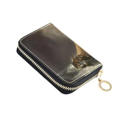 Imagem de Carteira feminina minimalista com zíper em torno de porta-cartões com bloqueio de RFID JMW Turner Prints Seascape Carteira masculina com bolso para moedas