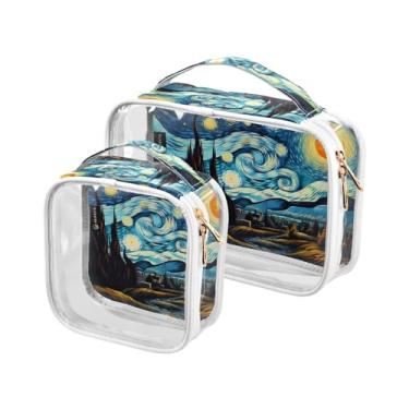 Imagem de GAIGEO Lindo cão Husky usando um chapéu de pirata, bolsa de maquiagem aprovada pela Tsa, bolsas de cosméticos transparentes com zíper para viagens, bolsa de higiene de viagem para mulheres, pacote com