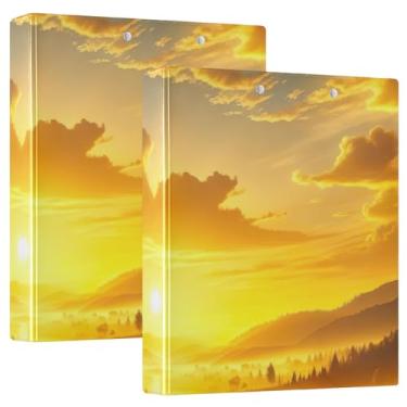 Imagem de Fichário amarelo Sunrise Prancheta de 3 anéis com pasta de arquivos para escola e escritório, pacote com 2