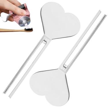 Imagem de 2 peças de espremedor manual de metal, espremedor de tubo dispensador de aço inoxidável, conjunto de rolo de chave de tubo de creme para as mãos, para acessórios e acessórios cosméticos de banheiro