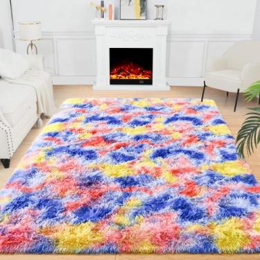 Imagem de Alfombra de Área Noahas Arcoíris 120x180 cm Azul/Amarillo de Pelo Larg