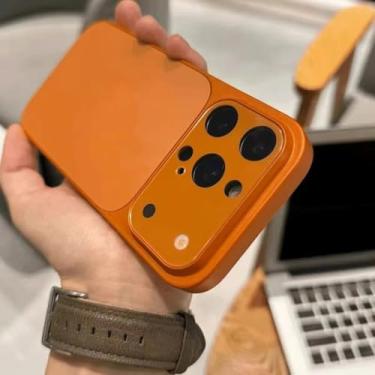 Imagem de HTVJFXCapa de luxo magnética fosca à prova de choque para iPhone 13 Pro, cores primárias, com carregamento sem fio (para iPhone 13 Pro/laranja)