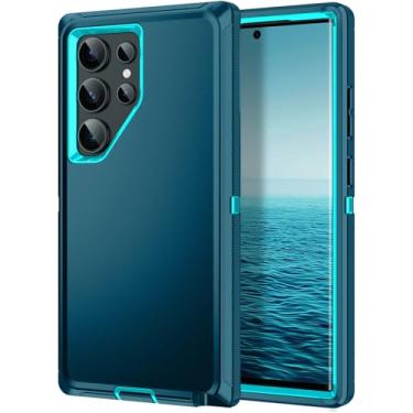 Imagem de Golel Capa para Galaxy S25 Ultra, [proteção resistente] [antiderrapante] [à prova de choque] Capa de telefone resistente de 3 camadas para Samsung S25 Ultra, turquesa