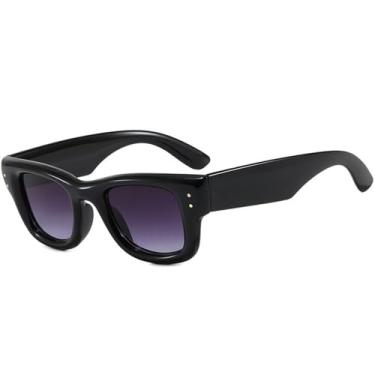 Imagem de Óculos de Sol Rice Nail Femininos com Armação Pequena, Estilo Punk, Proteção UV400, Ideais para Esportes ao Ar Livre, Corrida e Ciclismo, Preto com Degradê Cinza