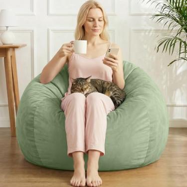 Imagem de AZHCHKE Cadeira de pufe de armazenamento de animais de pelúcia (sem enchimento), poltrona de veludo macio e confortável para adultos, crianças, adolescentes, meninas, cães, gatos, animais de estimação