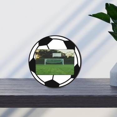 Imagem de Generic Porta-retratos de madeira com tema esportivo para mesa, ideal para presentear colegas de equipe em festas esportivas ou decorar o escritório, Futebol