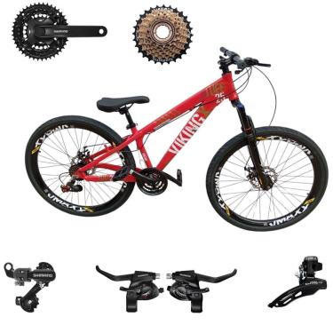 Imagem de Bicicleta 26 VikingX T25 21v Componentes Shimanos Pneu Aro 26 Balão Preto-Unissex
