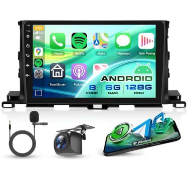 Imagem de Rádio automotivo 8Core 6G + 128G Android 15 para Toyota Highlander 2015-2018, Rimoody Car Stereo Wireless Carplay Andorid Auto Mirror Link