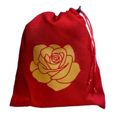 Imagem de Estojo Para Cartas Vermelho Rosa Dourada 20x19cm Tecido - Lua Mística