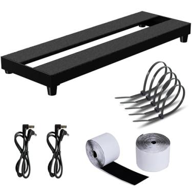 Imagem de AYCRIT Mini placa de pedal de guitarra, liga de alumínio, 40,4 kg, pequeno efeito, 40,6 x 13,5 cm, com fita de montanha para pedais, cabo de alimentação CC, abraçadeira