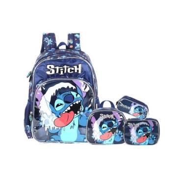 Imagem de Kit Lilo Stitch Mochila Costas + Lancheira + Estojos Menino - Luxcel, 