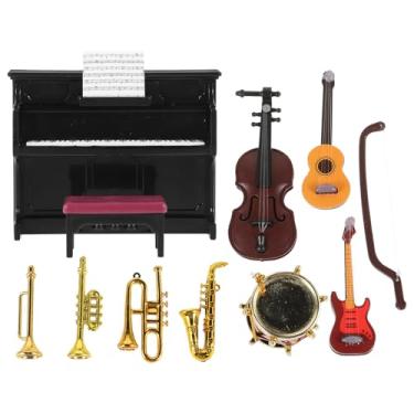 Imagem de Toyvian Conjunto de Instrumentos Musicais para Casa de Bonecas: Violino, Piano, Bateria, Trompete, Saxofone E Guitarra Elétrica Em Miniatura Na Escala 1:12. Ideal para Decoração de Casa de Bonecas.
