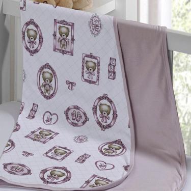 Imagem de Cueiro Duplo Tecebem Baby Cristina Malha 100% Algodão Estampado Kinder 80cm X 90cm Rose