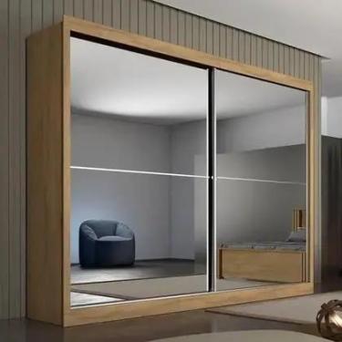 Imagem de Guarda Roupa Casal Espelhado 2 Portas 4 Gavetas Verona Amêndoa Made Ma