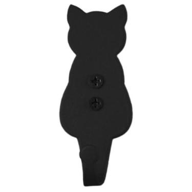 Imagem de Cabideiro de Parede Gato Preto Gancho Pendurar Roupas Bolsas Multiuso 