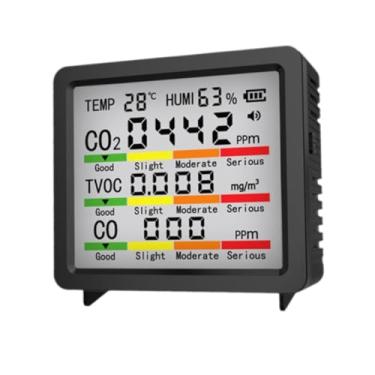 Imagem de Xgdsnly Indicador de Qualidade Do Ar com CO2, Medidor de CO2 com Alarme para Plantas, Escritórios E Carros, Preto, Tamanho real