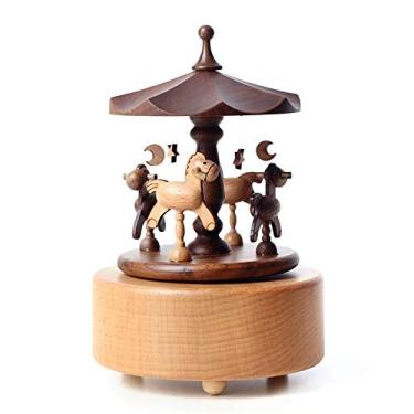 Imagem de pcagfaajmh Caixa de música colecionável caixas de música sonhadora para meninas presente de aniversário de dia dos namorados presente de viagem (cor: tamanho da cor da imagem: 11 x 11 x 16,5 cm)