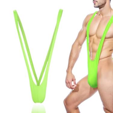 Imagem de Cuecas masculinas de festa de corte alto, roupa íntima verde elástica, tamanho único