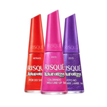 Imagem de Kit Esmaltes Risqué Lolla palooza Risqué Esmalte Glitter Coloridos (3 Cores)