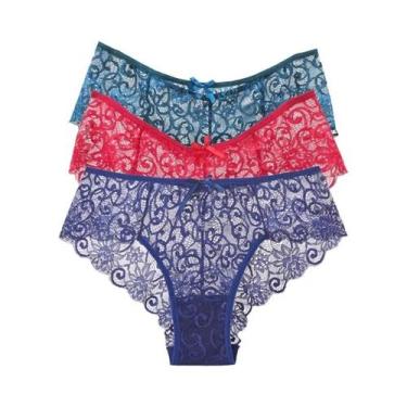 Imagem de Calcinhas Sexy De Renda De Cintura Baixa Para Mulheres 3PCS Em Cores S