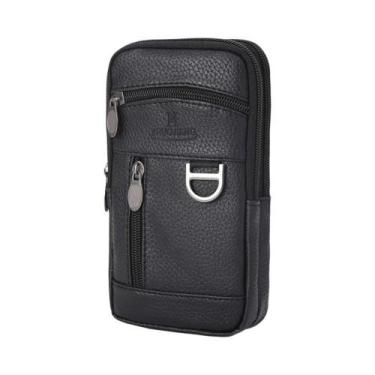 Imagem de Bolsa De Cintura Masculina Impermeável Em Couro PU Para Esportes Ao Ar