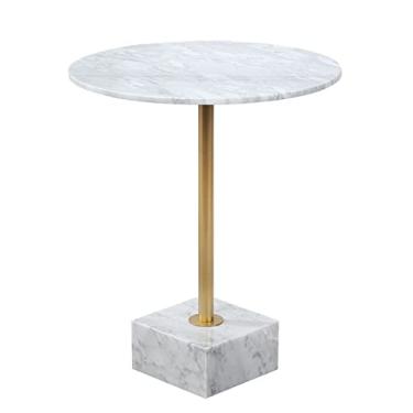 Imagem de UWEREBFM Mesa lateral de mármore, arte moderna, branca, redonda, pequena, mesa de centro, quarto, mesa de cabeceira, escritório, sala de estar, mesa de canto para pequenas