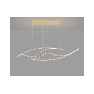 Imagem de Lustre de mesa de jantar com LED, regulável e com controle remoto, para sala de estar, sala de jantar e cozinha, modelo BD411, luminária pendente moderna com altura ajustável (125 cm de comp