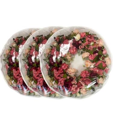 Imagem de DOTKV Bolsa de armazenamento de guirlanda branca premium, grande de 61 cm de diâmetro, 3 pacotes com janela transparente, recipiente portátil para guirlandas decorativas de Natal, primavera, verão