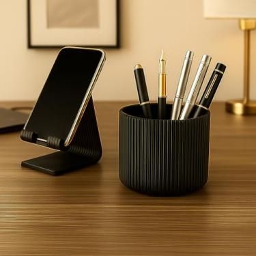 Imagem de Organizador de Mesa Multifuncional - Porta-Canetas, Lápis, Celular e Óculos para Escritório e Home Office, Organização Completa (Porta Caneta/Celular,Preto)