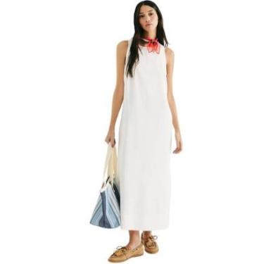 Imagem de Vestido Midi Hering Peach Touch Evasê Branco-Feminino