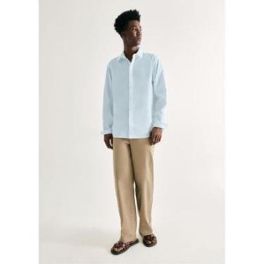 Imagem de Camisa Hering Masculina Slim Manga Longa Azul-Masculino