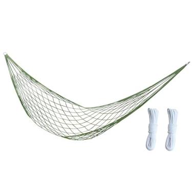 Imagem de YIJU Rede de corda de malha leve, balanço de viagem, cama suspensa para dormir ao ar livre, viagens e jardim, a