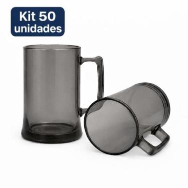 Imagem de 50 Canecas De Chopp Acrílico Premium Lisas 300ml - NoBrand, 300ml|Fume