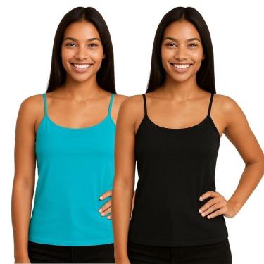 Imagem de Kit 2 Blusas Regata Feminina de Alcinha Lisa-Feminino