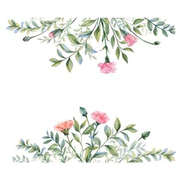 Imagem de Achang Adesivos de parede de plantas, folhas verdes e flores vermelhas, adesivos de porta diagonais, decoração de casa, PVC, removível, para sala de estar, quarto, TV, parede, sala de aula, decoração