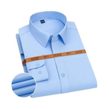 Imagem de Camisa Masculina Slim Fit De Cor Sólida Casual De Negócios Manga Longa