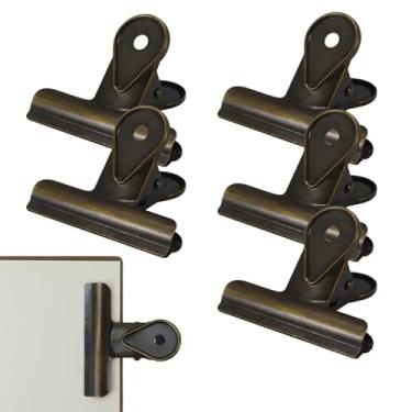 Imagem de 5 clipes de buldogue, clipes de diário de 6 x 5 cm, clipes de fichário de metal, mola resistente para manter o diário aberto, documentos, selagem de bolsas, livros de arte, partituras (Bronze)