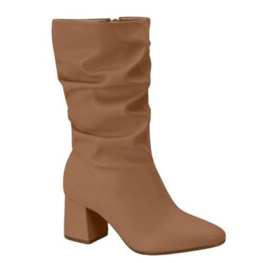 Imagem de Bota Feminina Beira Rio Cano Medio Salto Grosso 9076102 Cor:Canela Nap