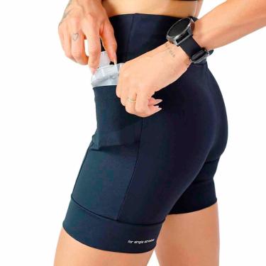 Imagem de Short C/ Bolso Para Corrida, Caminhada Academia Feminino Compresão Running all black-Feminino