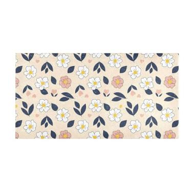 Imagem de Burbuja Tapete de corredor flores de pelúcia antiderrapante tapete de cozinha suporte de borracha para corredor, quarto, sala de estar, decoração de entrada, lavável na máquina, 51 x 99 cm