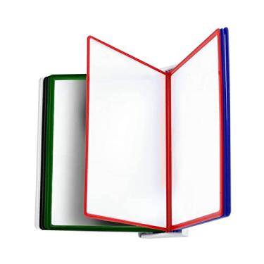 Imagem de Organizador de referência para montagem na parede – Rack de exibição de metal com 10 painéis para catálogos, armazém, oficina, loja e laboratório – Sistema de armazenamento versátil montado na parede