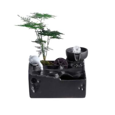 Imagem de VHDY85KA Fonte de mesa ornamentos simples de água corrente para escritório decoração de fonte de mesa atrai riqueza roda Feng Shui dispensador de água fontes de aquário