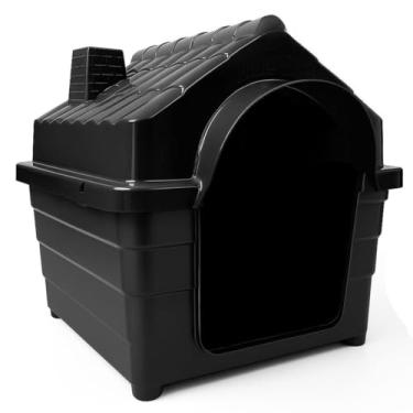 Imagem de Casinha Plástica para Cachorro N4 e N5 com Colchonete – Casa Pet Impermeável e Resistente para Cães de Porte Pequeno e Médio(Preto,N°4 (C:38 x L:33 x A:37))