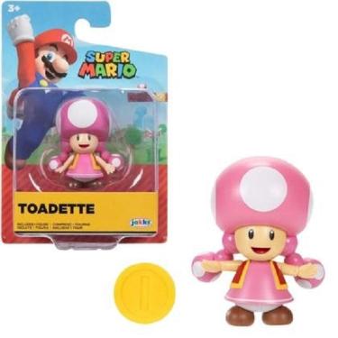 Imagem de Super Mario Boneco Toadette de 8cm Com Moeda -  Sunny 