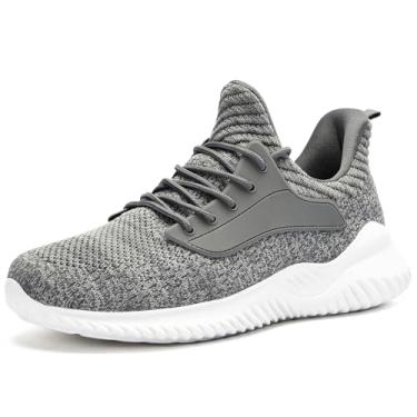 Imagem de SDolphin Tênis de caminhada masculino – Tênis de corrida de espuma viscoelástica sem cadarço para treino atlético, academia, corrida, leve, respirável, casual, B-mix cinza, 44