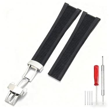 Imagem de Wentokye Pulseira de borracha para relógio de 25 mm, compatível com Patek Philippe Nautilus 5711 5712 5726 5980 com fivela de implantação de 316L, durável, ajustável, confortável, pulseira de borracha